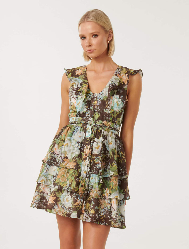Zoe Ruffle Mini Dress Forever New