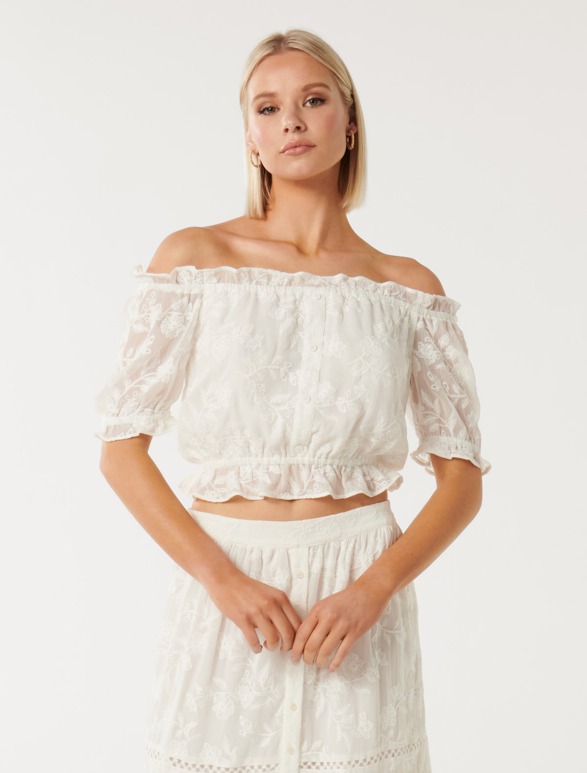 Imelda Embroidered Bardot Top Forever New