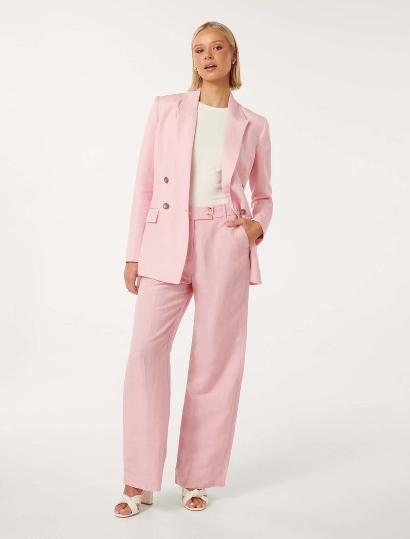 Light Pink Blazer Trouser Suit Set for Women, Pink Pantsuit With Oversized  Blazer and Wide Leg Pants, Light Pink Women's Business Suit -  New  Zealand
