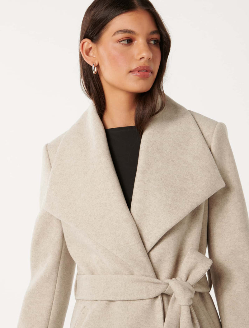 Annika Shawl Collar Wrap Coat Forever New