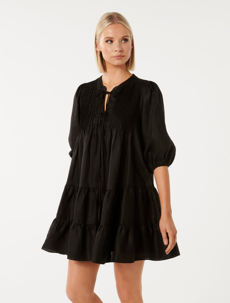 Sandra Pin-Tuck Smock Mini Dress Forever New