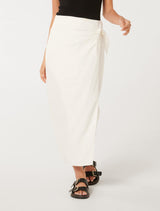 Maeve Linen Wrap Midi Skirt Forever New