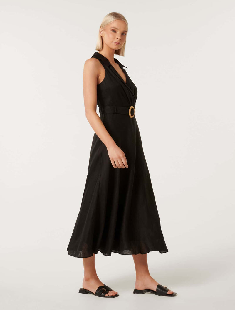 Paulina Collar Detail Belted Midi Dress Forever New
