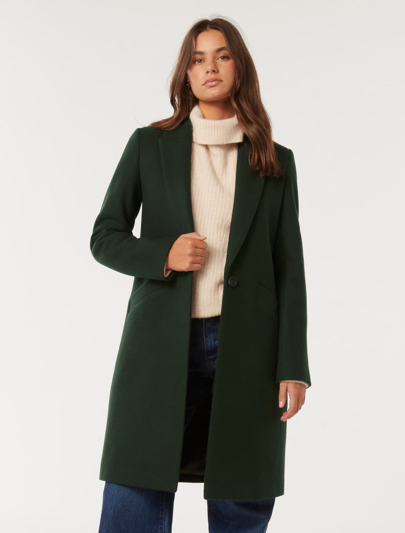 Bonnie Longline Coatigan Winter Green | Forever New