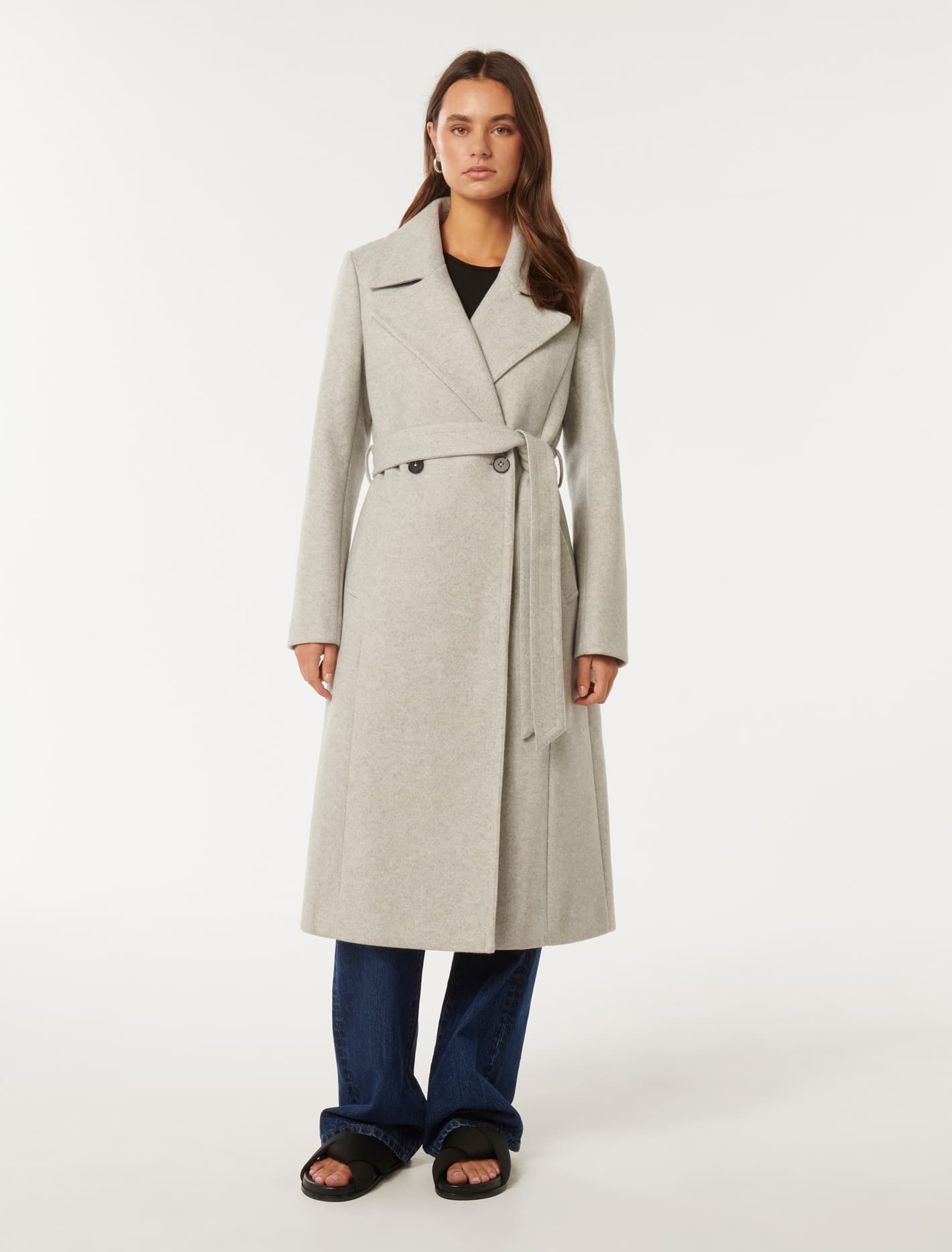 Polly Wrap Coat Light Grey Marle | Forever New