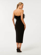 Vianna Feather Strapless Midi Dress Forever New