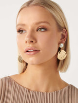 Signature Alegra Textured Pearl Disc Earrings Forever New