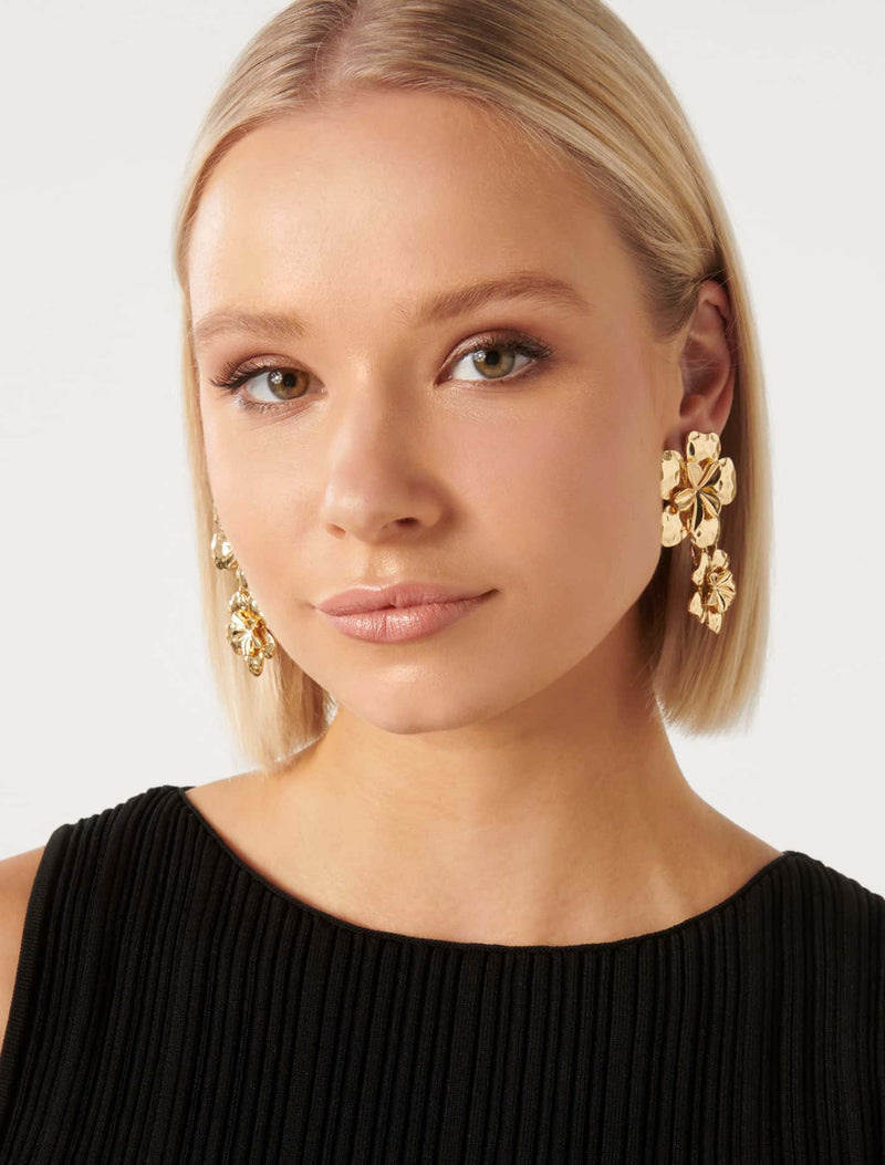 Signature Laila Statement Metal Flower Earrings Forever New