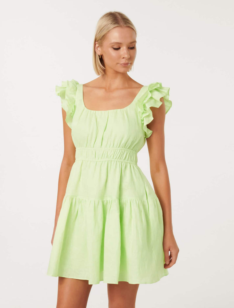 Pandora Ruffle Sleeve Mini Dress Forever New