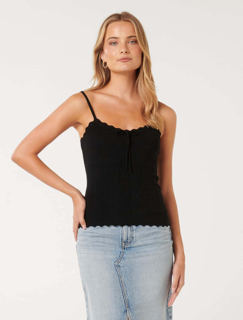 Stacie Scallop Detail Knit Cami Top Forever New