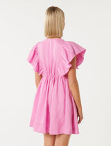 Lola Linen Flutter Sleeve Mini Dress Forever New