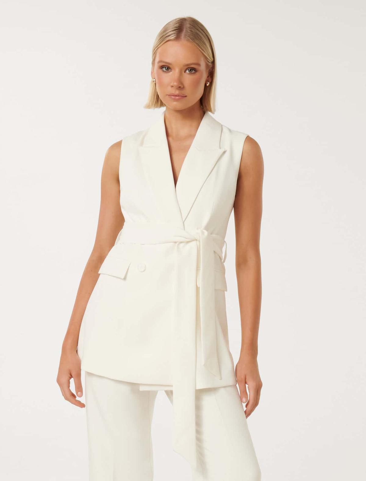 Sasha Belted Sleeveless Blazer Forever New