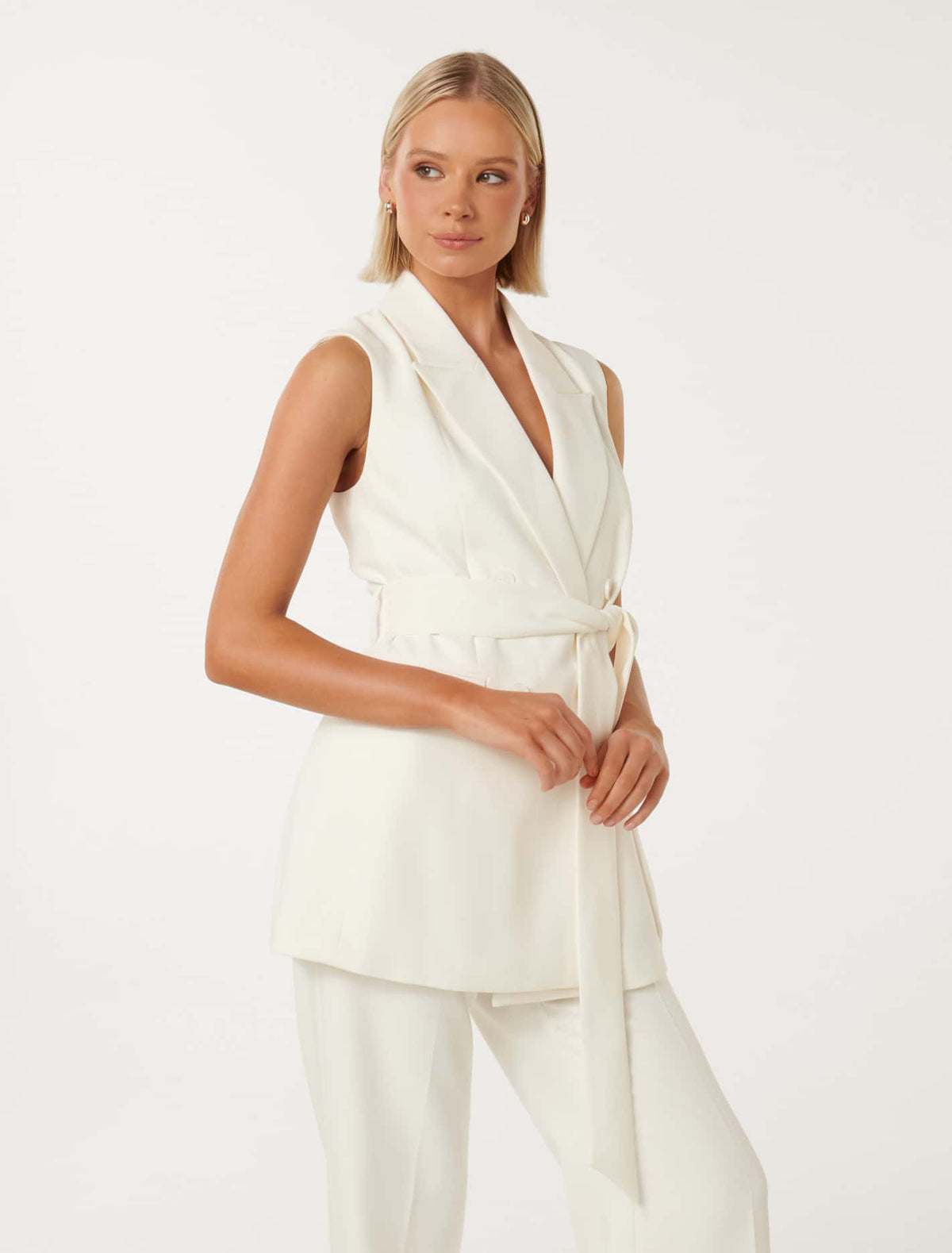 Sasha Belted Sleeveless Blazer Forever New