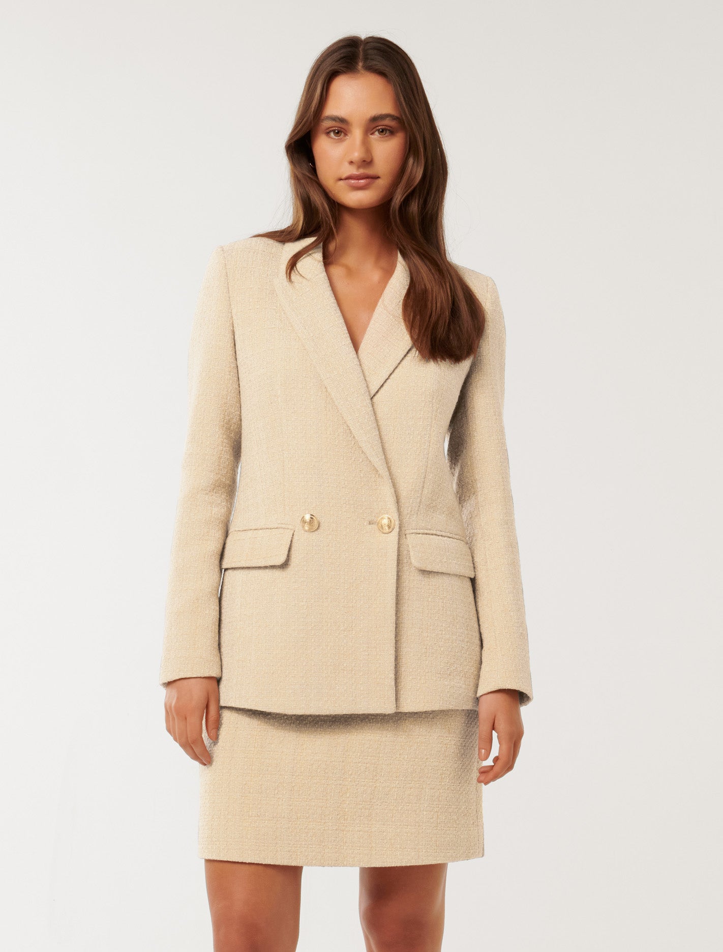 Simonna Boucle Blazer Soft Taupe Suit | Forever New