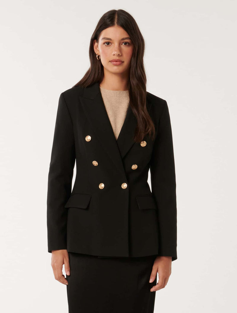 Immie Double Breasted Blazer Black | Forever New