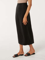 Lucy Petite Linen Column Midi Skirt Forever New