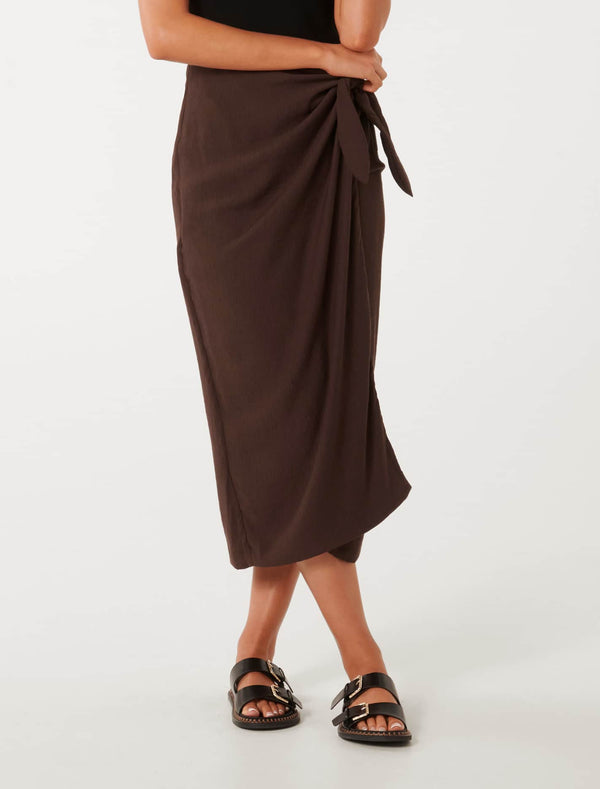 Sarah Crinkle Sarong Midi Skirt Forever New