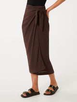 Sarah Crinkle Sarong Midi Skirt Forever New