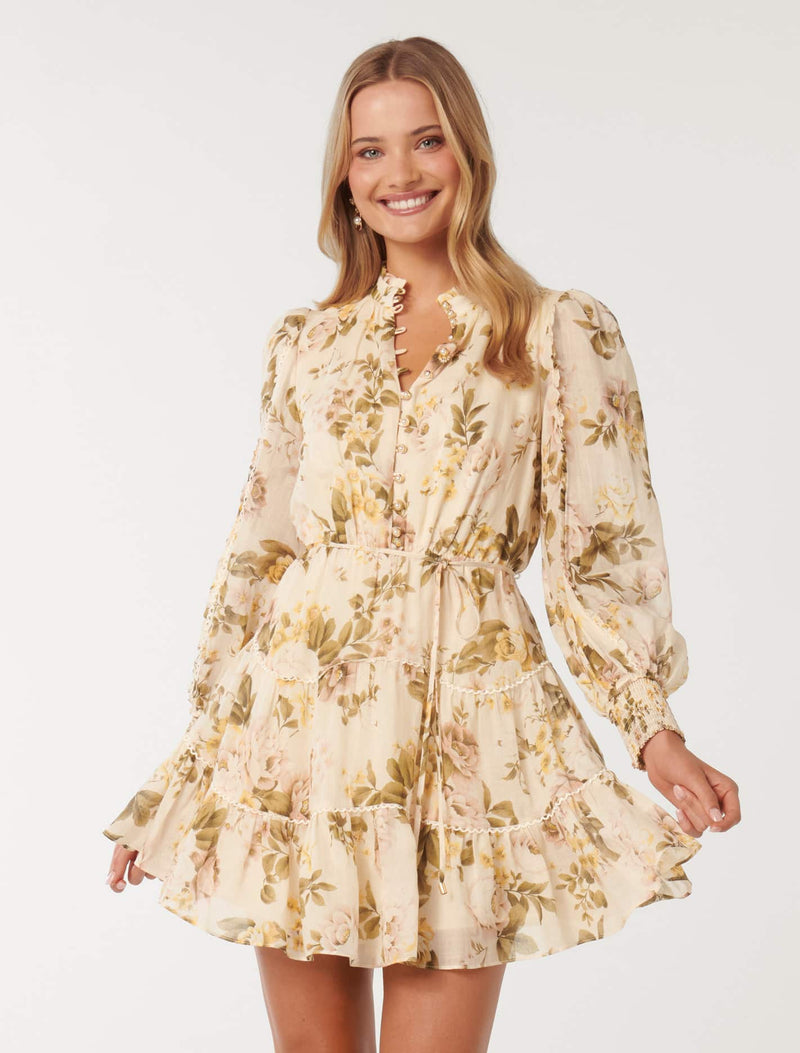 Caterina Printed Mini Dress Skater Fortuna Floral | Forever New