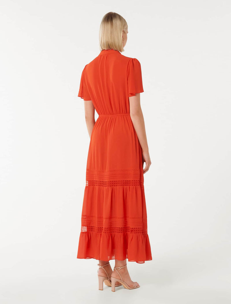 Laura Trim Detail Midi Dress Chilli Red | Forever New