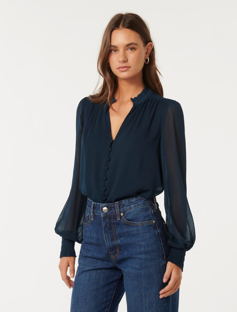 Flora Fluted Pleat Blouse Forever New