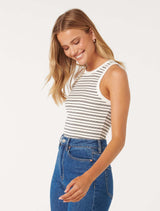 Remi Stripe Rib Racer Tank Top Forever New