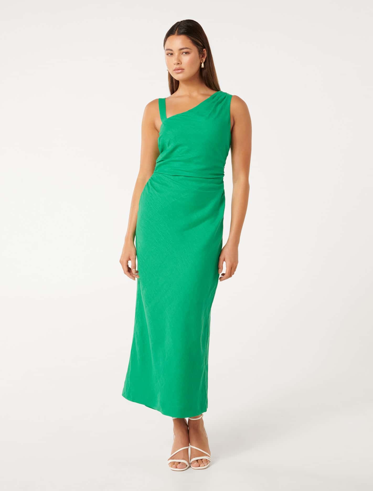 Sadie Linen Midi Dress Dress Tropical Green | Forever New