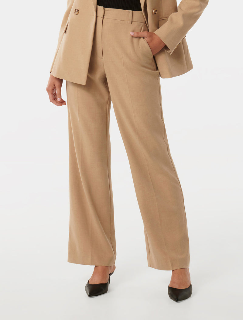 Ava Straight Leg Pants Soft Camel Suit