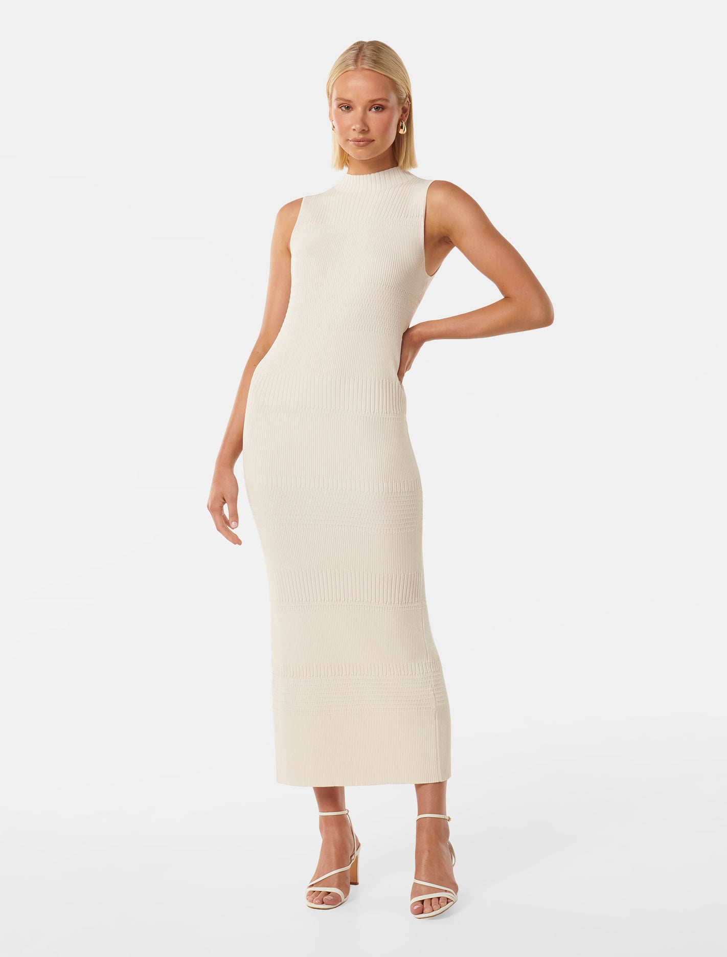 Lexi Sleeveless Self Knit Midi Dress Cream | Forever New