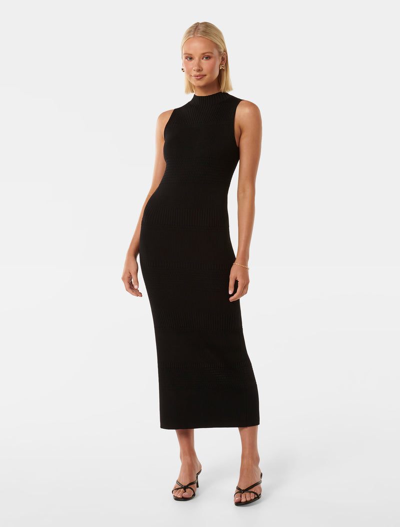 Lexi Sleeveless Self Knit Midi Dress Black | Forever New