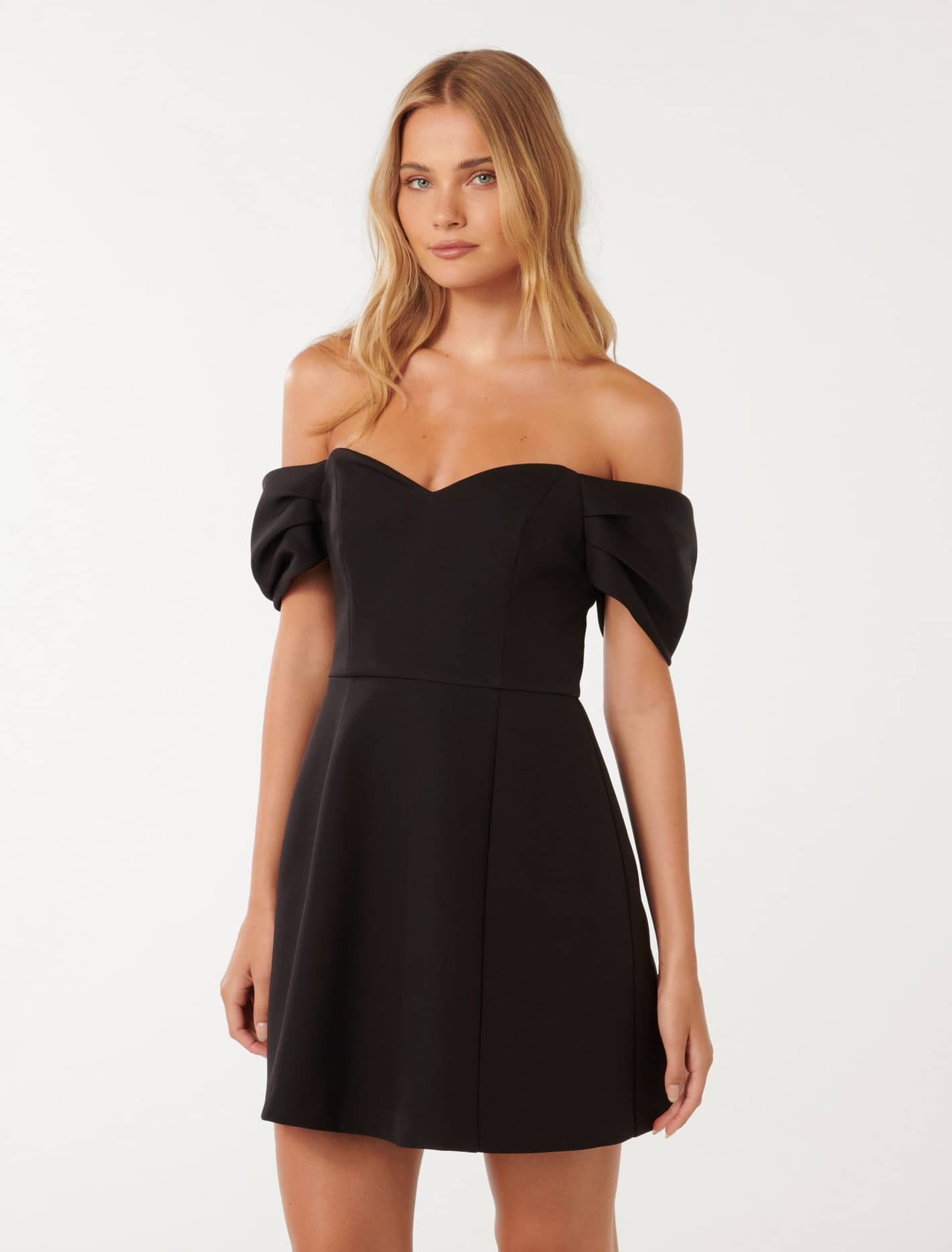 Sylvia Off Shoulder Mini Dress Black | Forever New