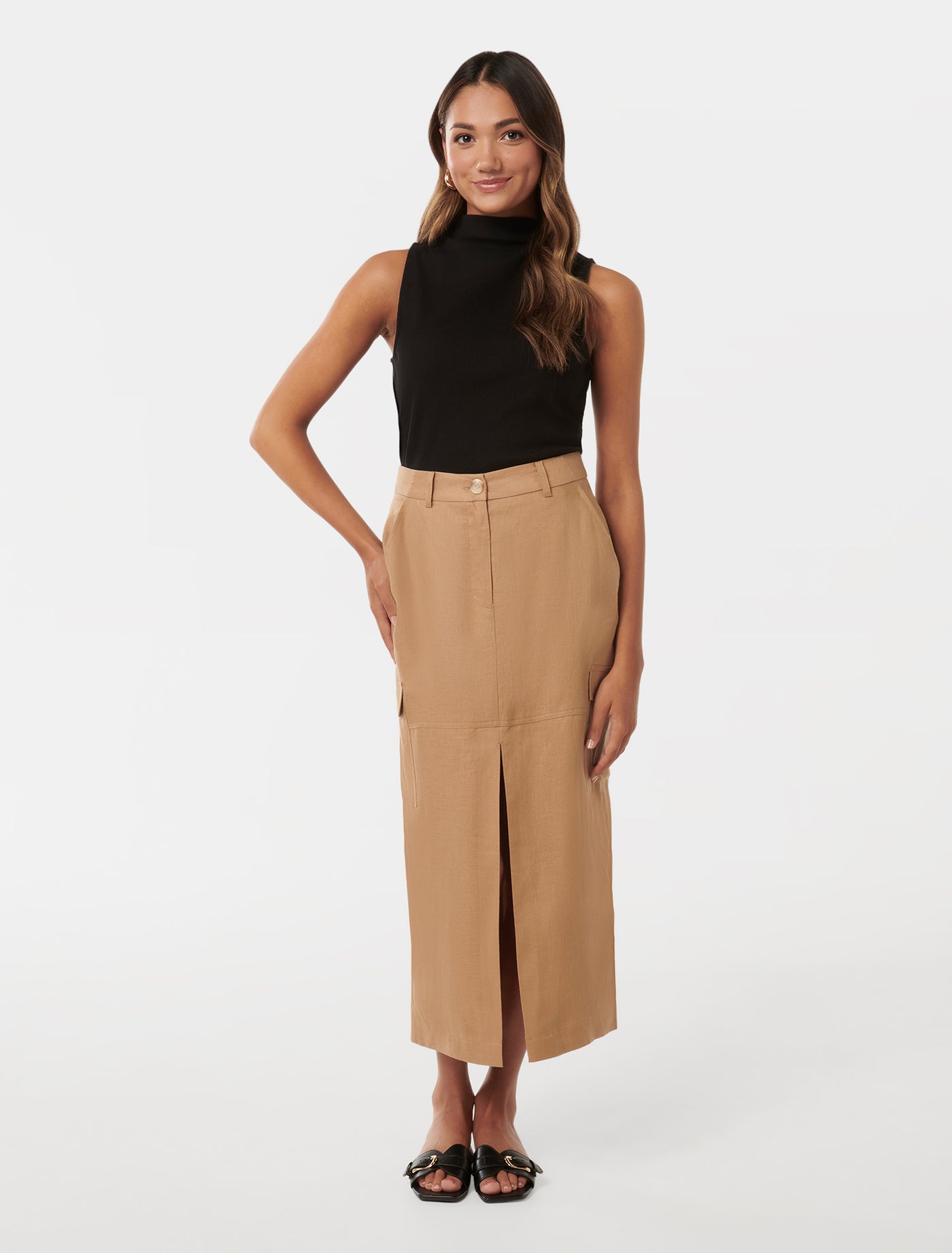 Petite linen maxi skirt best sale