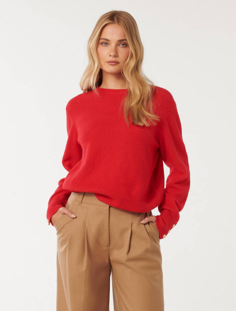 Camille Brushed Knit Jumper Red Forever New