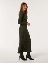 Lyla Crew Neck Detail Knit Dress Forever New