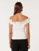 Stephanie Ruffle Crepe Bustier Top Forever New