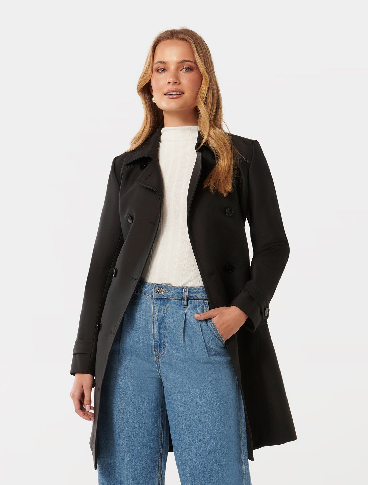 Short Trench Coat Ladies Short Black Coat ZARA NEW WOMAN FAUX