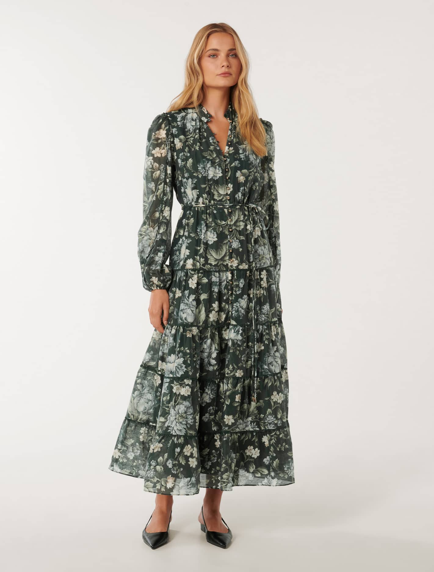 Jessie Button Down Midi Dress Kinsley Floral | Forever New