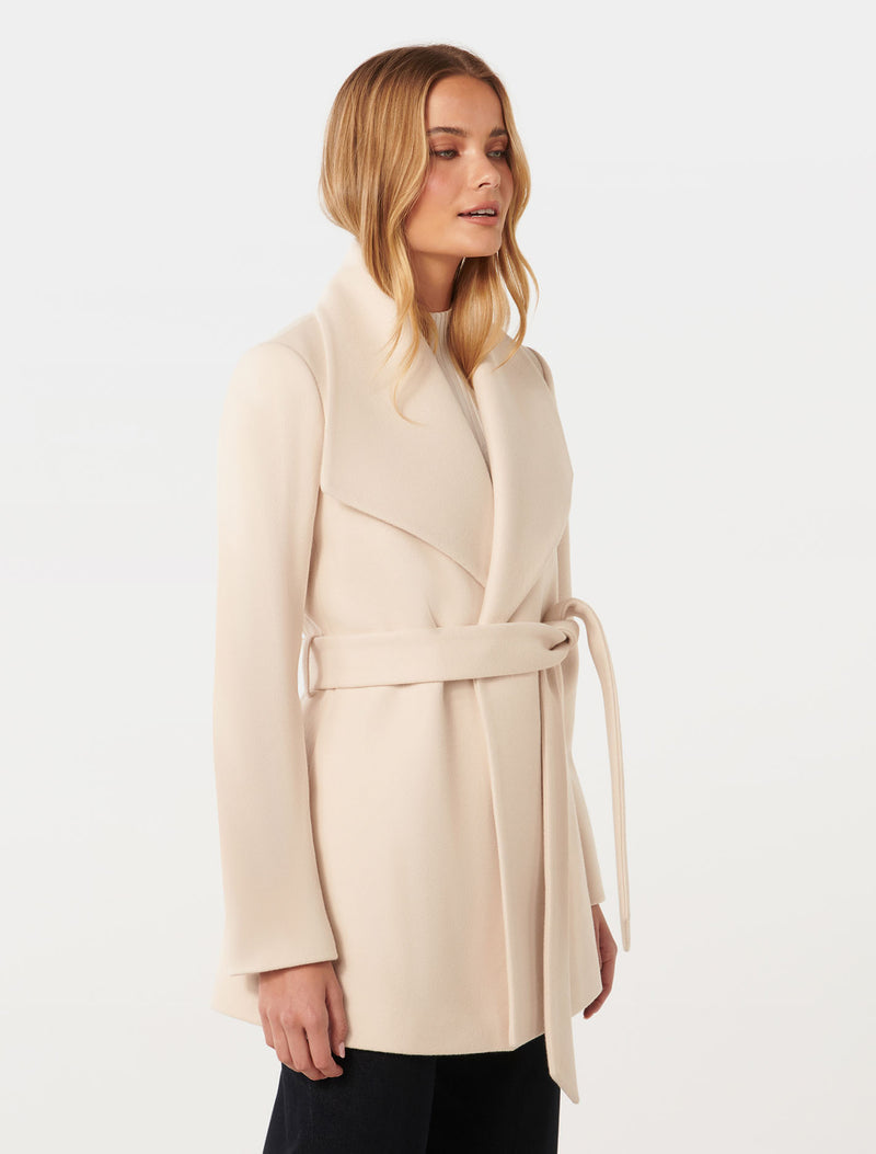 Steph Wrap Coat Cream | Forever New