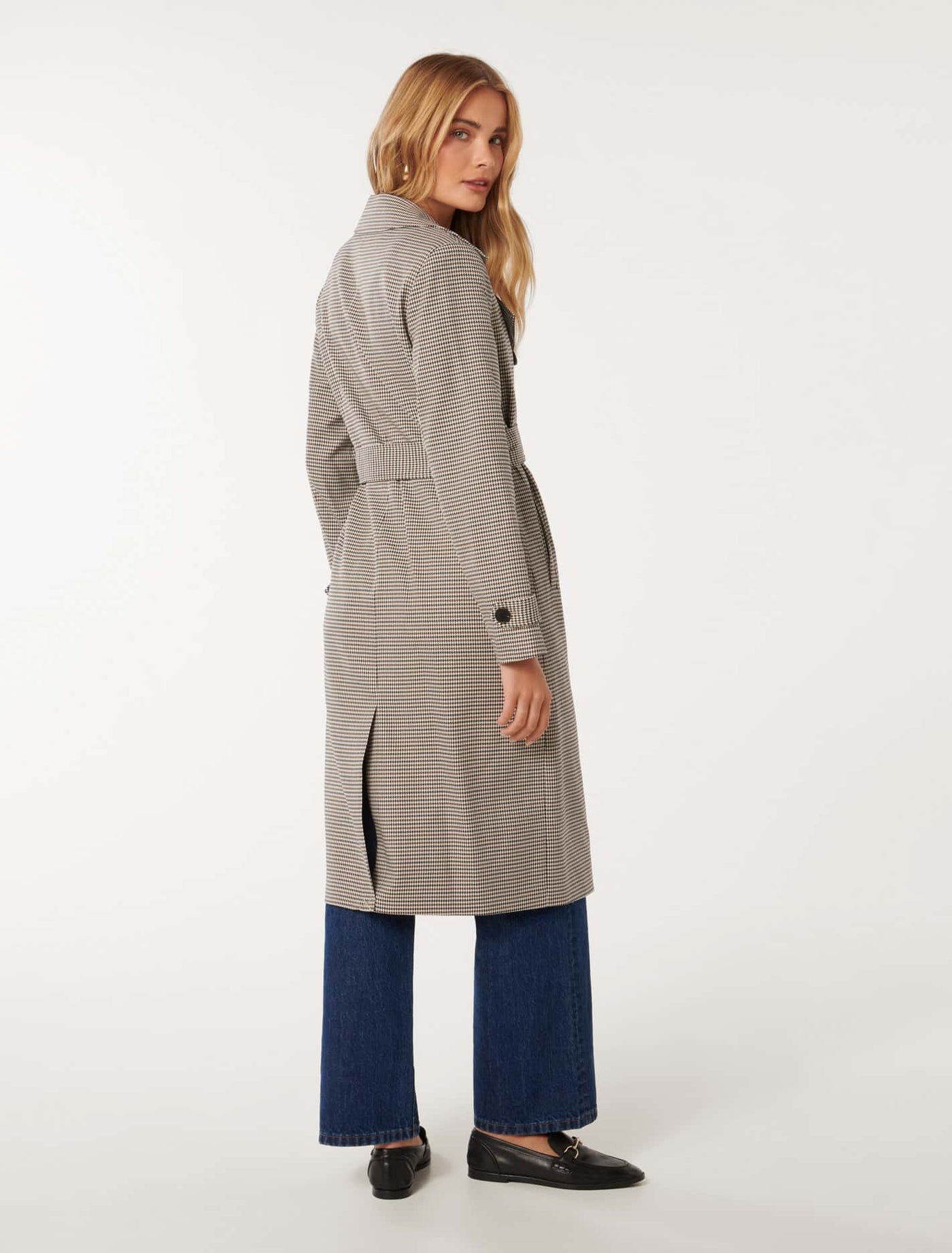 Forever new check coat best sale