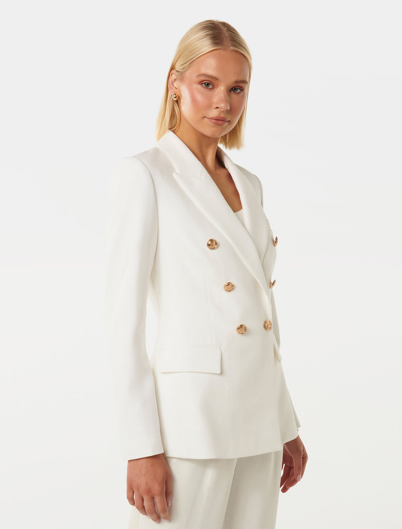 Immie Double Breasted Blazer Porcelain | Forever New