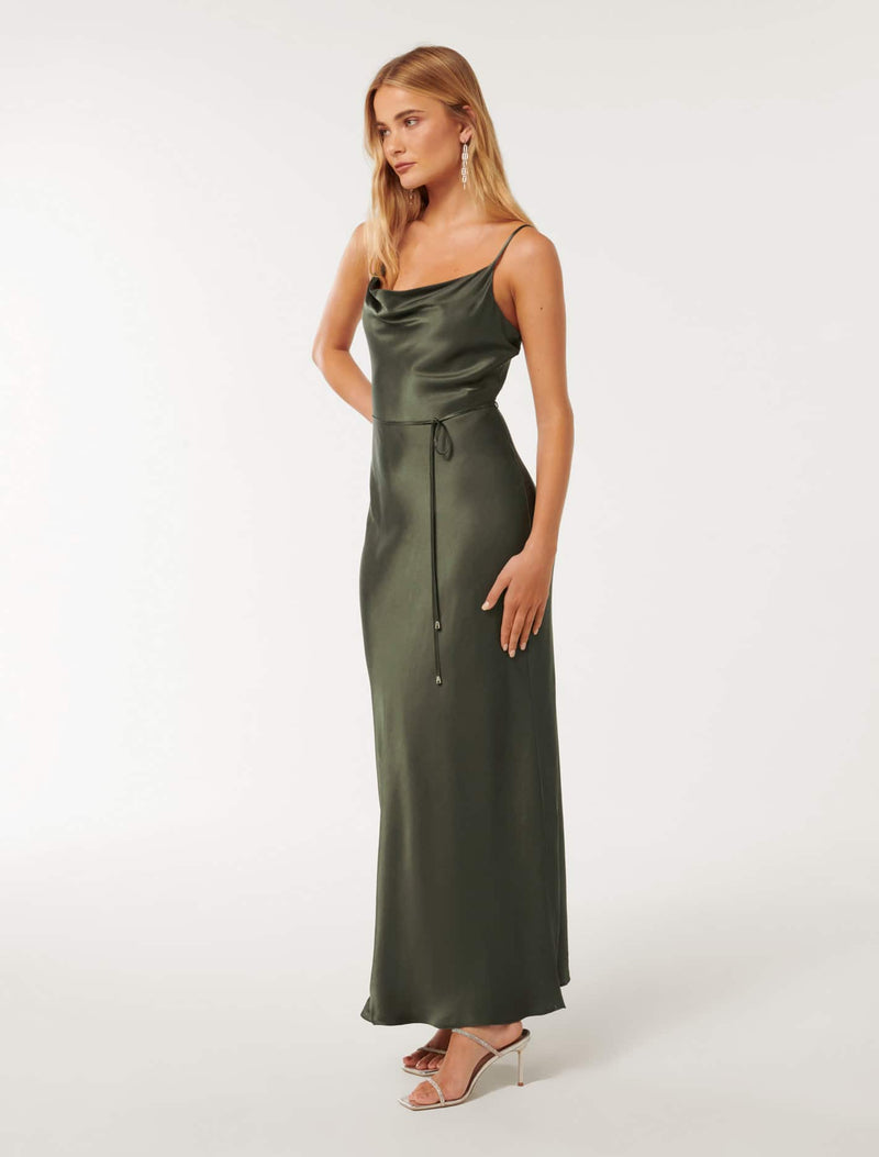 Lucy Satin Cowl Maxi Dress Forever New