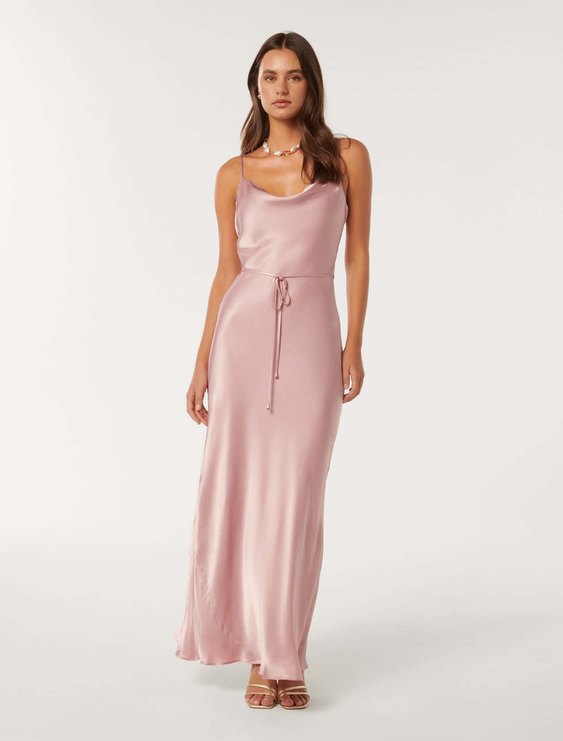 Lucy Satin Cowl Maxi Dress Forever New