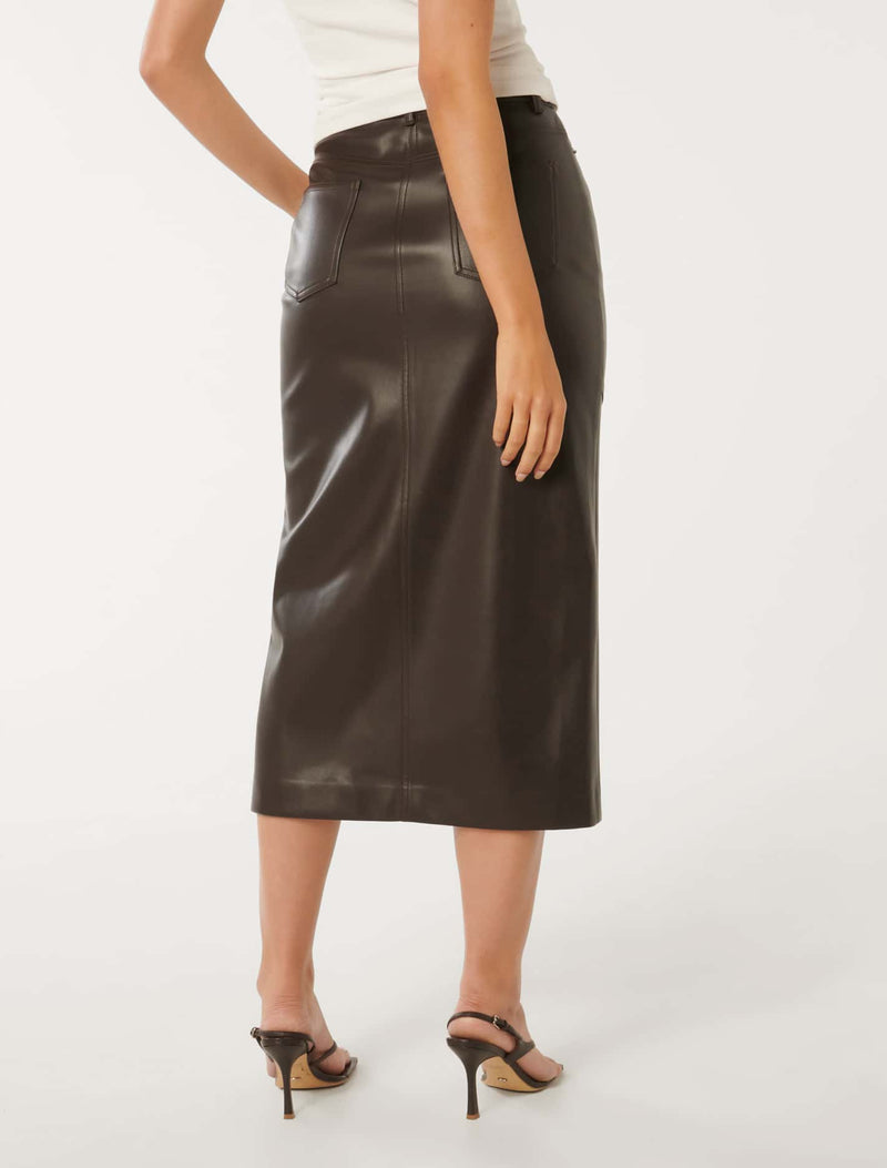 Elodie Vegan Leather Midaxi Skirt Forever New