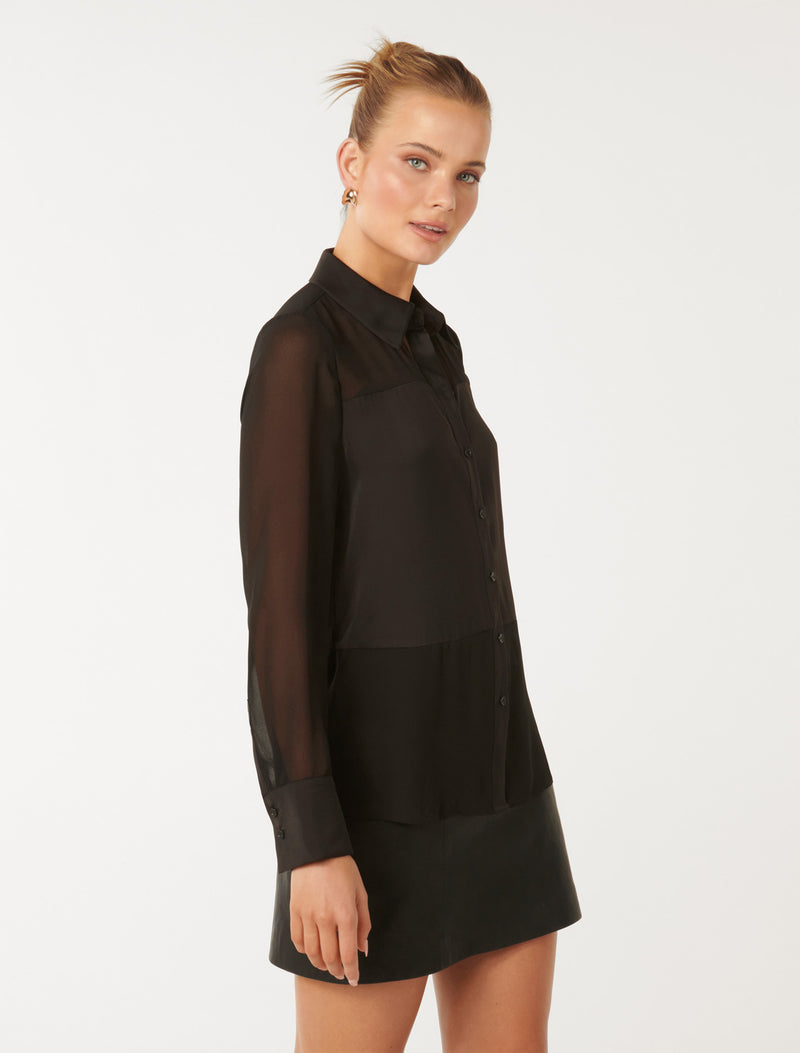 Scout Sheer Panelled Shirt Forever New