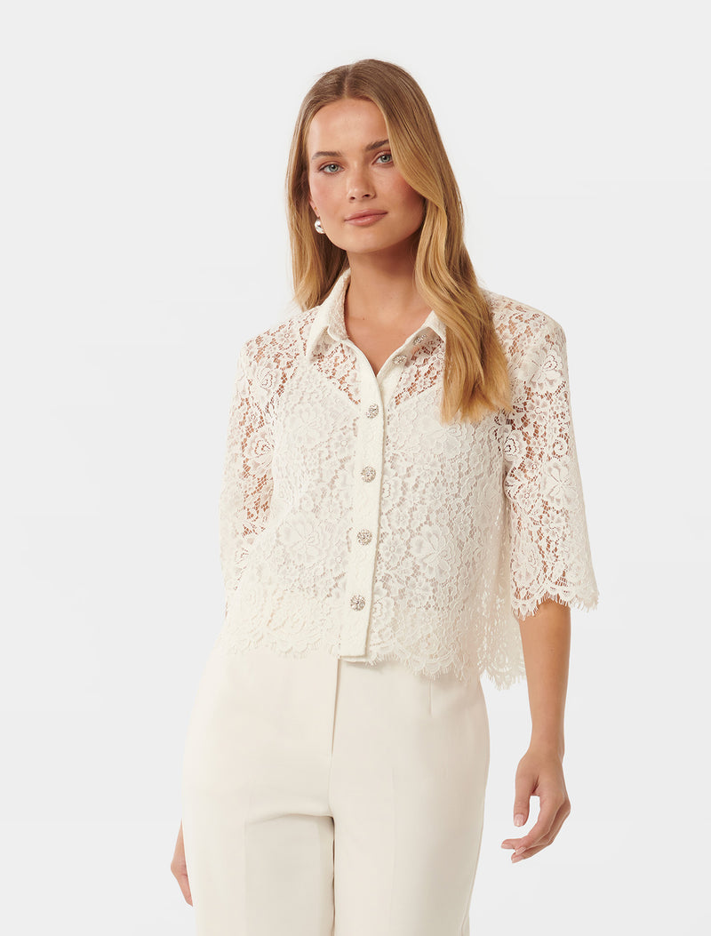 Ilah Lace Crop Shirt Forever New
