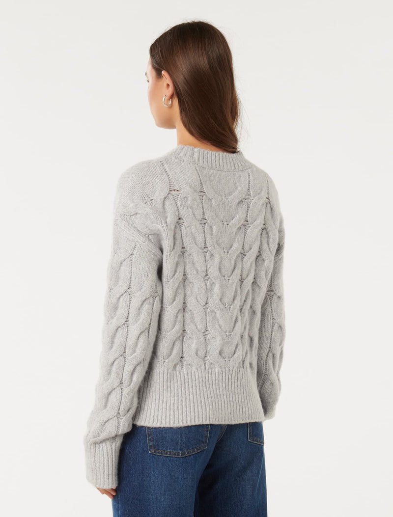 Mila Boxy Crew Neck Cable Jumper Forever New