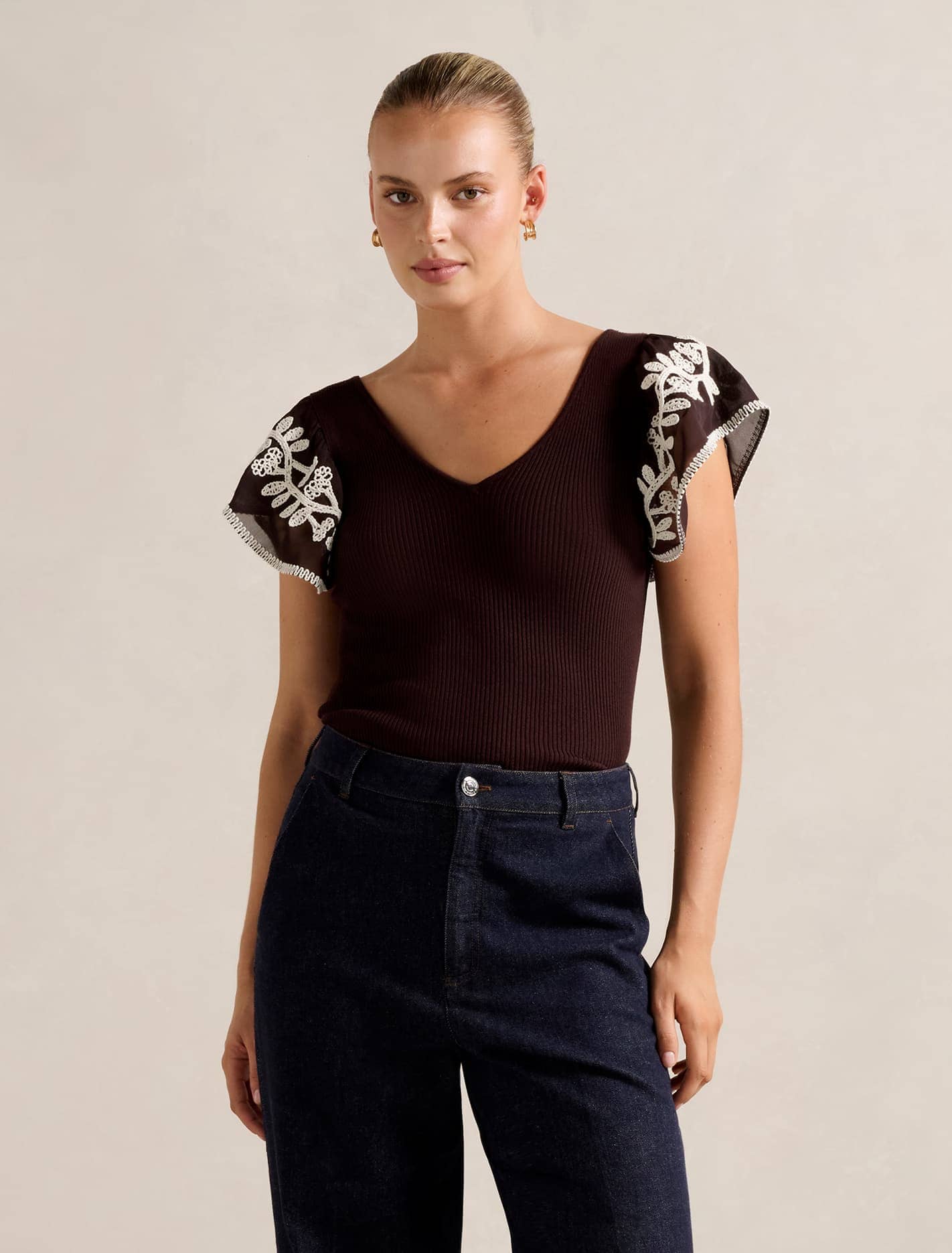 Elodie Frill Sleeve Knit Tank Top Forever New
