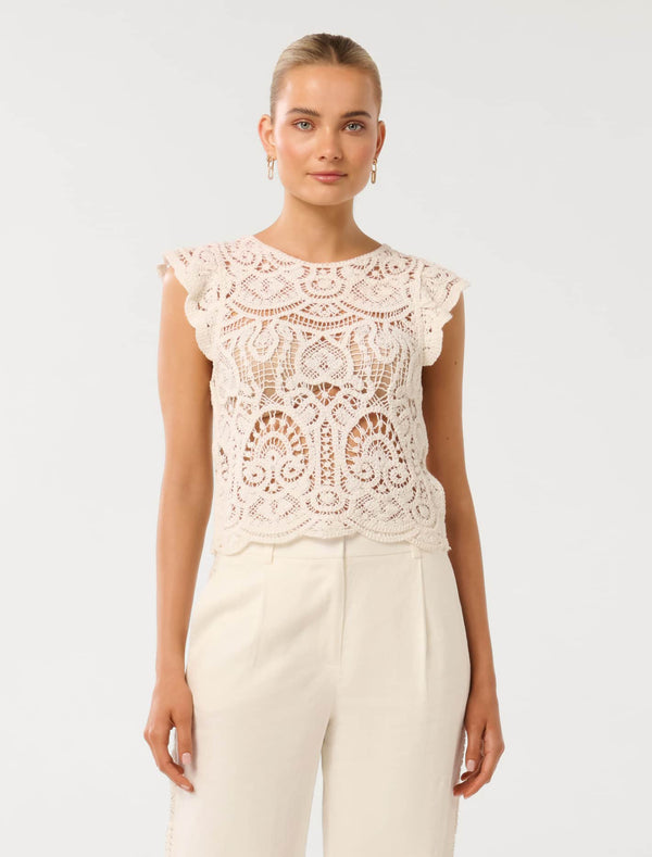 Zara Frill Crochet Top Forever New