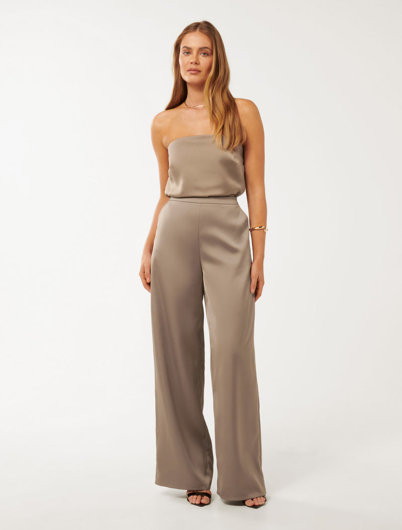 Emila Satin Wide Leg Pants Forever New