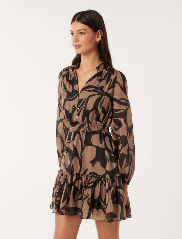 Aubrey Shirred Waist Mini Dress Forever New